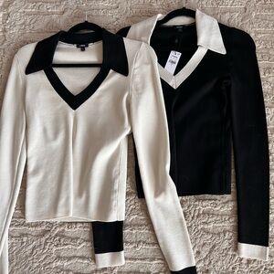 Express Two-Tone Black and Cream Top